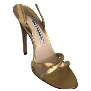 Manolo Blahnik Metallic Gold Strappy Sandal